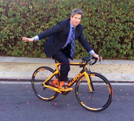 Bradley Gage riding a bicycle
